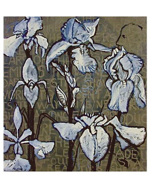Irises and Text