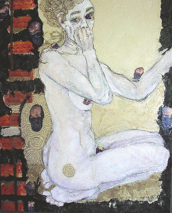 Nude with hand to mouth