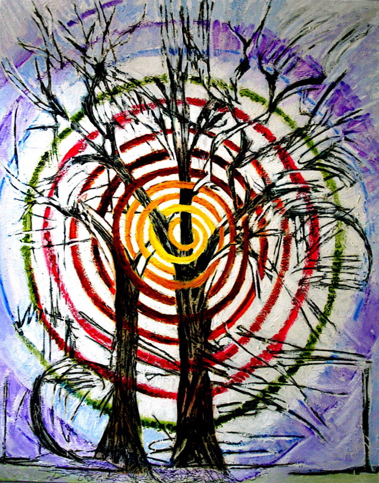 Tree with spiral rainbow